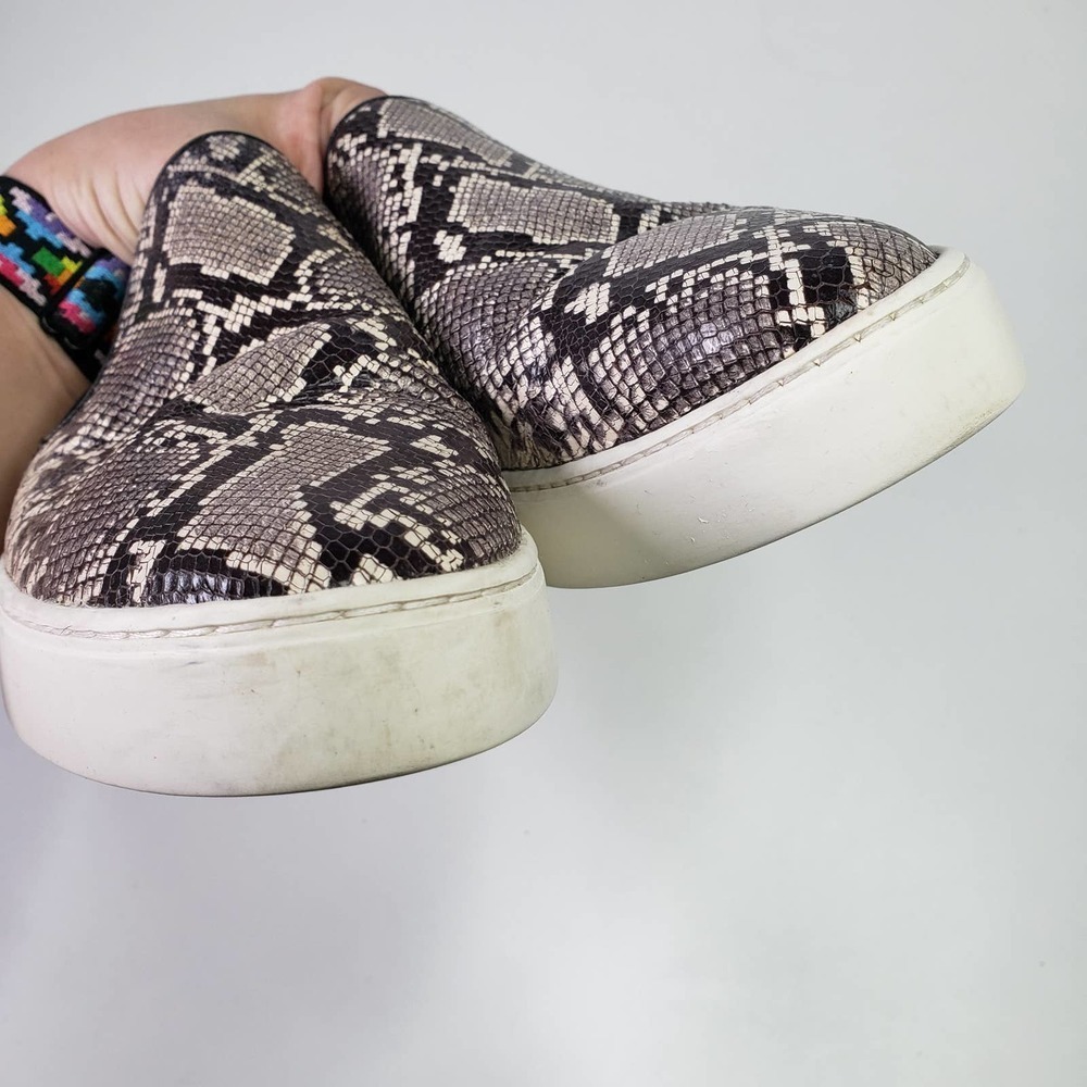 Vince Garvey Slip On Leather Snake Print Shoes Women's 9.5 Black Grey Ivory - Picture 5 of 12